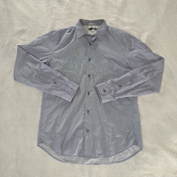 Vince Long Sleeve Button Down Shirt Size Medium Blue Polka Dot All Over Print - Picture 2 of 13